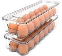Range-œuf - Boîte de rangement pour œufs - Organisateur d'œufs - Empilable avec couvercle - 14 compartiments - Transparent