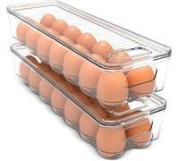 Range-œuf - Boîte de rangement pour œufs - Organisateur d'œufs - Empilable avec couvercle - 14 compartiments - Transparent