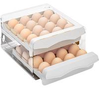 Range-œuf pour réfrigérateur - Système à pousser et à tirer, 32 compartiments, blanc