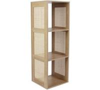 Rangement 3 Cases Effet Bois et Façades Rotin - MAYA - ALTOBUY Marron G