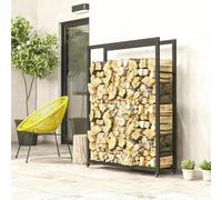 Rangement à bois métallique, étagère pour bois de chauffage sur roulettes, dimensions : 120 x 32 x 151 cm