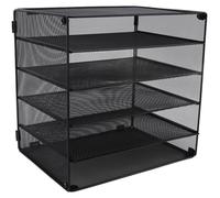 Rangement à dossiers en métal, grille en maille noire, cinq étages, grande capacité, support de rangement de bureau en métal