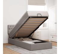 Rangement à Ressorts ensachés Moderne Taupe 90x200 cm | Lit Ottoman avec Matelas à Ressorts Ensachés et Lumière LED Taupe 90x200 cm Tissu Polyester Rangement Hydraulique avec
