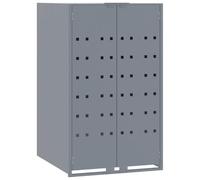 Rangement à roulettes pour poubelles pour 2 bacs gris acier