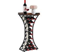 Rangement à vin pour 15 bouteilles - Support de sol en fer indépendant - Étagère de mini-bar - Meuble bar avec plateau en bois - Bar pour la maison - Cuisine - Salon