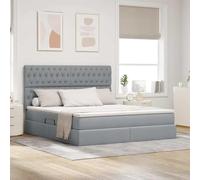 Rangement avec LED Moderne Gris Clair 160 x 200 cm | Lit avec Rangement et LED RGB Gris clair 160x200 cm avec Matelas, Tête de lit en Polyester et Structure Métal, Sommier à