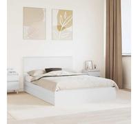 Rangement Bois ingénierie Design Moderne Blanc 140x190 cm | Lit de Rangement Blanc 140x190 cm Bois d'ingénierie avec Tiroirs et Tête de Lit, Cadre Moderne à Lattes pour Chambre Coucher,