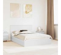 Rangement Bois ingénierie Moderne Minimaliste Tiroirs Blanc 140 x 190 cm | Lit de Rangement Blanc 140x190 cm Bois d'ingénierie avec Tiroirs et Tête de Lit, Cadre à Lattes Moderne pour Chambre