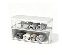 Rangement chaussette à 2 niveaux, 6 compartiments, tiroirs transparents PP | Organiseur de chaussettes empilable, pour culottes et petits accessoires, adapté à la chambre et au dressing au quotidien