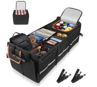 Rangement Coffre de Voiture, 115L Pliable Organisateur avec 6 Compartiments et Couvercle, 24L Sac Isolant Amovible, 89x36x31cm