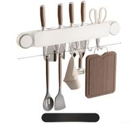 Rangement Couteaux ABS Acier Fentes Adaptables Rangement Couteaux(White) | Fentes multiples adaptables, épaisseur max 0,7cm, pour couteaux variés, formes diverses, organisation efficace