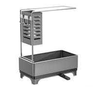 Rangement Cuisine Évier avec Porte-Éponge Rotatif et Barre à Serviettes - Support Brosse Anti-Rouille pour Liquide Vaisselle - Organisation Optimale 22,5x12x28cm(Gray)