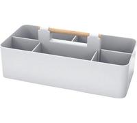 Rangement de beauté gris, 32 x 15,5 x 8 cm, boîte de beauté et de cosmétiques à 5 compartiments pour ranger le maquillage, idéale également comme rangement de bureau ou de cuisine