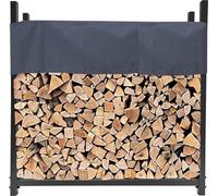 Rangement de bois, étagère métallique, anthracite, 120 x 25 x 120 cm - Abri de jardin pour le bois - 0,5 m³ - Aide au stockage avec housse de protection - Gris