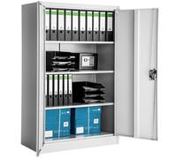Rangement de bureau - TECTAKE - Armoire métallique de classement avec 3 étagères réglables, en acier, 90 x 40 x 140 cm - Gris