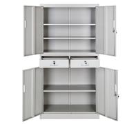 Rangement de bureau - TECTAKE - Armoire métallique de classement avec 3 étagères réglables, en acier, 90 x 40 x 180 cm - Gris