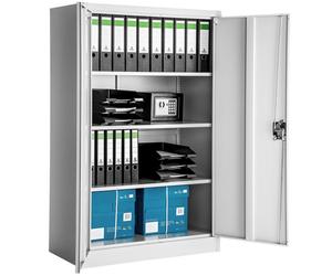 Rangement de bureau - TECTAKE - Armoire métallique de classement avec 3 étagères réglables, en acier, 90 x 40 x 140 cm - Gris
