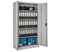 Rangement de bureau - TECTAKE - Armoire métallique de classement avec 4 étagères réglables, en acier, 90 x 40 x 180 cm - Gris