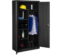 tectake Armoire Casier de Rangement Vestiaire Bureau en Metal 180x90x40cm avec 2 Portes verrouillables, 6 étagères de Rangement, Armoire avec Serrure Mobilier Bureau