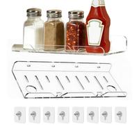 Rangement de douche 2 supports de rangement adhésifs muraux en acrylique | organisateur de douche pour salle de bains pour Café Restaurant Camping-car Cité Universitaire Appartement Ma