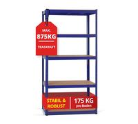 Rangement de Étagère Atelier Charge Lourde Metalilique Bleu 5 Tablette Max 875Kg