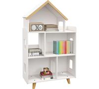 Rangement de jouets pour enfants - Étagère à jouets à 3 niveaux - 6 compartiments - Bois - 65x25x108,5 cm - Capacité de charge 50 kg - Blanc