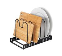 Rangement de placard cuisine - Support pour assiettes et couvercles - Noir