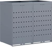 Rangement de poubelle à roulettes pour 2 poubelles Gris clair