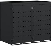 Rangement de poubelle à roulettes pour 2 poubelles Noir