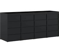 Rangement de poubelle à roulettes pour 4 poubelles Noir