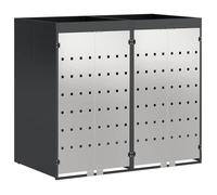 Rangement de poubelle à roulettes - vidaXL - Anthracite - Acier - 136x77,5x121,5 cm - Extensible - Ventilé