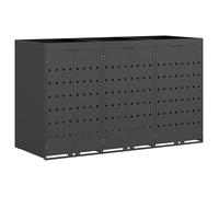 vidaXL Rangement de Poubelle à roulettes pour 3 poubelles Anthracite, Jardin et Terrasse, Enclos à déchets Moderne, Unité de Rangement écolo, Pot stylé, Solution Extensible