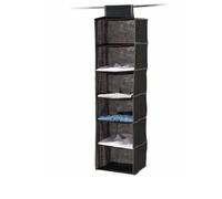 Rangement de Vêtements - Noir - 6 Compartiments - 27.5 x 117 x 25.5 cm - Polyester Non Tissé