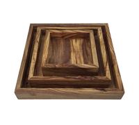 Rangement décoratif "My Day" set de 3 pièces 12/17/22 x 3 cm, rangement carré en bois d'olivier