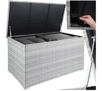 Rangement d'extérieur - TECTAKE - Coffre de jardin OSLO en aluminium et polyrotin avec revêtement intérieur amovible - Gris Clair