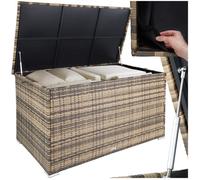 Rangement d'extérieur - TECTAKE - Coffre de jardin OSLO en aluminium, polyrotin avec revêtement intérieur amovible - Marron naturel