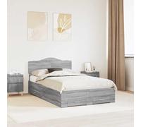 Rangement en Bois d'ingénierie Design Moderne Gris Sonoma 120 x 200 cm | Cadre de lit Gris Sonoma 120x200 cm avec tiroirs Bois ingénierie tête de lit rangement moderne sommier inclus