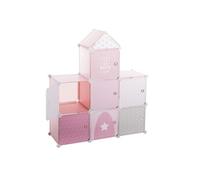 Atmosphera Casiers de rangement enfant Château 7 cases 96x109 cm Rose