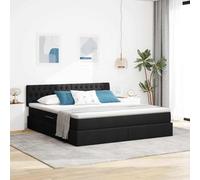 Rangement hydraulique Design Moderne literie Complet Noir 180 x 200 cm | Lit avec rangement et LED RGB avec matelas Noir 180 x 200 cm tissu super king moderne avec levage hydraulique
