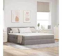Rangement Hydraulique Moderne Élégant Taupe 160 x 200 cm | Lit de Rangement Moderne avec Matelas Taupe 160x200 cm, Sommier à Lattes Inclus, Chambre à Coucher Design avec Espace de