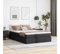 Rangement intégré Cuir synthétique Chambre Moderne 140 x 190 cm Noir | Lit avec rangement et matelas Noir 140 x 190 cm Simili cuir literie complète avec coffre hydraulique cadre métal