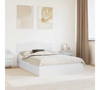Rangement intégré Design Moderne Bois d'ingénierie Blanc 140 x 190 cm | Lit de Rangement Blanc 140x190 cm Bois d'ingénierie avec Tiroirs et Tête de Lit Moderne pour Petite Chambre