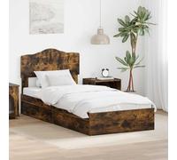 Rangement intégré Design Moderne Chêne fumé 70 x 190 cm Marron | Lit de Rangement Chêne Fumé 70x190 cm avec Tiroirs Bois d'Ingénierie Cadre Moderne Tête de Lit