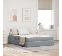 Rangement intégré Design Moderne Polyester Métal Gris Clair 140 x 190 cm | Lit avec rangement et matelas Gris clair 140 x 190 cm Polyester avec levage hydraulique pour chambre moderne