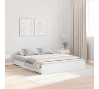 Rangement intégré en pin Massif Style Moderne literie 140x200 cm Blanc | Lit avec Rangement et Tête de Blanc 140x200 cm, Cadre de Double avec 4 Tiroirs en Pin Massif, Sommier à Plateforme Moderne