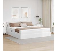 Rangement intégré Matelas Confortable Moderne Cosy Blanc 200 x 200 cm | Lit avec rangement hydraulique et matelas Blanc 200x200 cm Simili cuir avec sommier à lattes