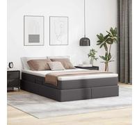 Rangement intégré Moderne Gris 140x200 cm | Lit avec rangement et matelas Gris 140 x 200 cm Simili cuir double coffre hydraulique cadre métal