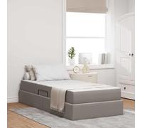 Rangement intégré Polyester Métal Moderne Taupe 100 x 200 cm | Lit avec rangement et matelas Taupe 100 x 200 cm Polyester, plateforme hydraulique avec rangement sous lit, Cadre en métal