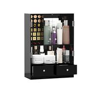 Rangement Maquillage Boîte de Rangement cosmétique Noir Transparent avec tiroir Soins la Peau, Rack Produits adaptés à Salle Bain for comptoir Coiffeuse(B)