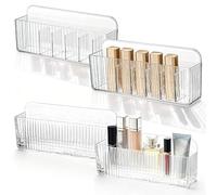 Rangement Maquillage Organisateur, 2 Pièces Rangement Makeup Organizer avec Compartiment, Organiseurs de Placards Transparents Sans Perçageo pour Cosmetique, Coiffeuse, Bureau et Salle de bain